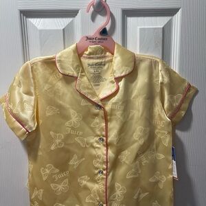 Juicy Couture Light Yellow Butterfly Print Top